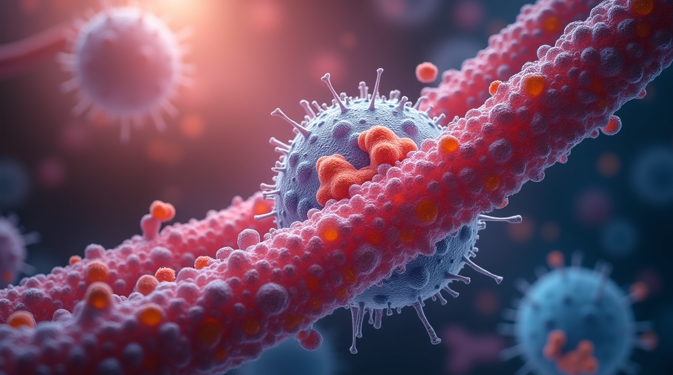 Illustration réaliste des mitochondries produisant de l'énergie dans une cellule, visualisation des processus cellulaires.