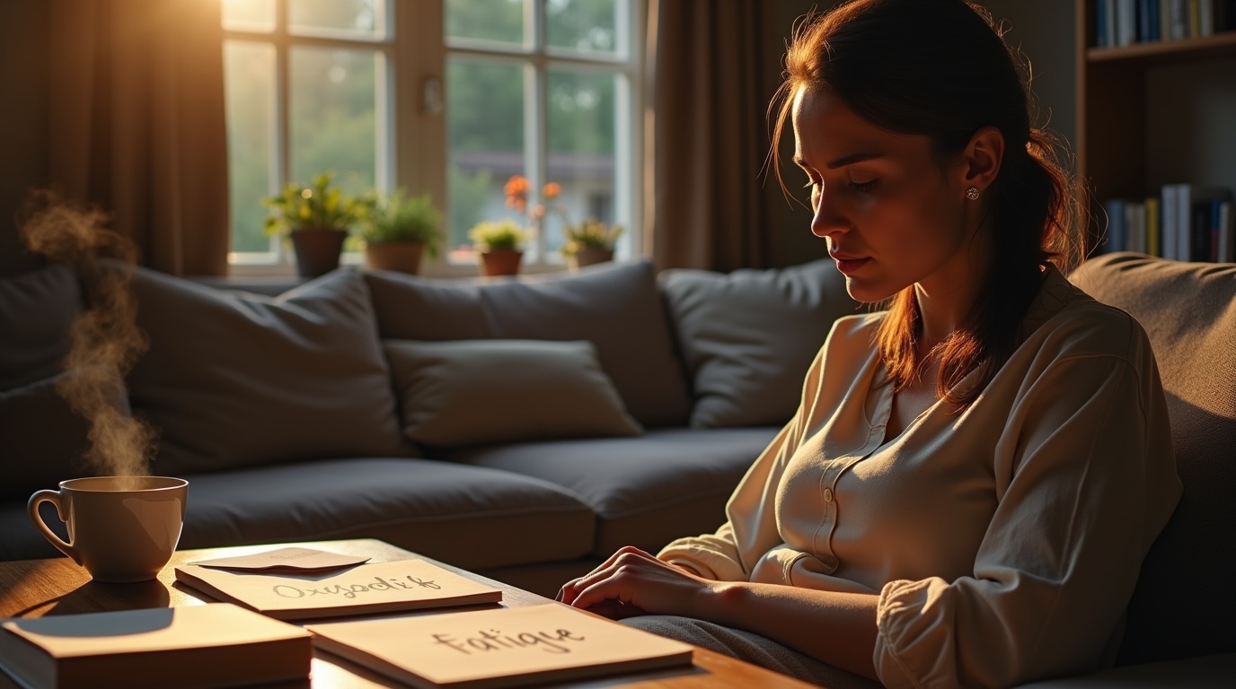 Personne stressée sur un canapé entourée de livres sur le bien-être